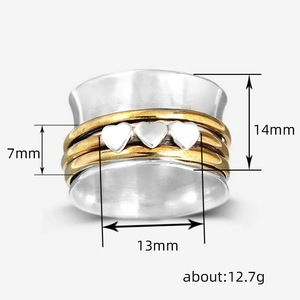 Anello Nuziale H265 con Motivo a Cuore in Argento, Anello Unisex di Fidanzamento con Incastonatura a Canale, Anelli alla Moda - Product Image 5