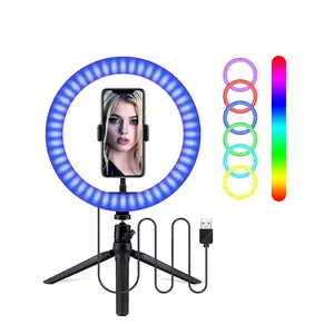 MJ20 weiche RGB Selfie LED Ring Light mit Tripod Stand für Makeup YouTube Video 8 Inch Dimmable Photography Lighting