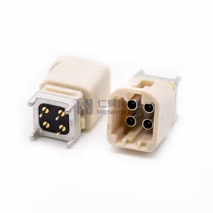 Fakra connector Mini Fakra Plug Straight Male 4Pin Panel Mount Through Hole White B Code Solder