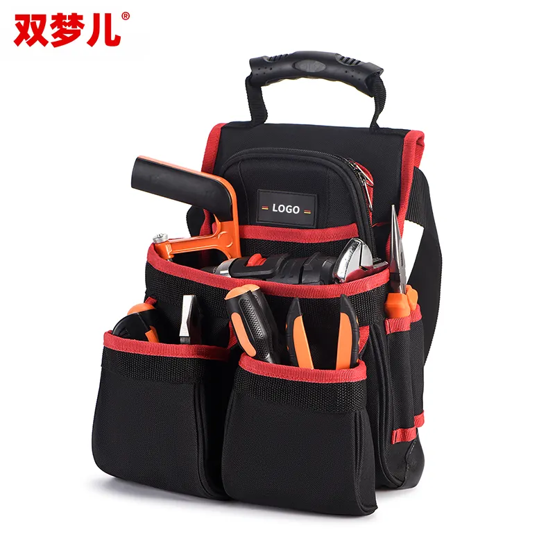 Paling nyaman Multi fungsi peralatan pekerja konstruksi sabuk tas hitam dengan Logo kustom model karet buah warna