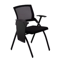 Chaise de bureau pliante contemporaine en tissu, avec cadre en acier inoxydable, gain de place, assise coulissante empilable en maille, pour formation et étude