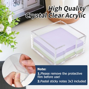 Support de bureau moderne en acrylique pour notes autocollantes – Distributeur transparent de notes adhésives pour bloc-notes – Vente en gros - Product Image 2