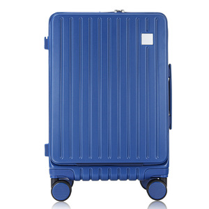 Carry-On <b>Suitcase</b> 20-Inch Pc Material Zippered Front Opening Shock Resistant Durable Trolley Case Swivel <b>Wheels</b> Leisure Travel - Product Image 3