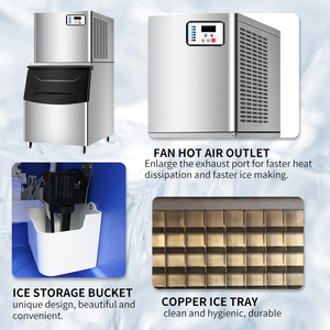 Máquina de Hielo Modular Comercial de Alto Rendimiento, 350 kg/24 h, Cubos Completos, Automática, Trituradora de Hielo, Máquina de Hielo Raspado Lista para Usar - Product Image 4