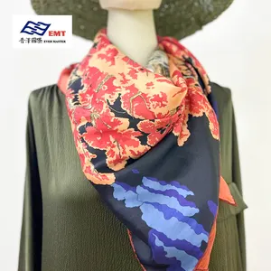 Quality Controlled Chinese Supplier silk scarfs luxury Two-sided Square 100% Silk Scarf