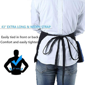 ผ้ากันเปื้อนครึ่งตัวสีดำแบบเป็นมิตรกับสิ่งแวดล้อม ผลิตจากผ้าโพลีเอสเตอร์ผสมฝ้าย สำหรับพนักงานเสิร์ฟในร้านอาหาร พนักงานบริการ ใช้สำหรับงานโปรโมทในครัว พร้อมปักโลโก้ตามสั่ง - Product Image 3