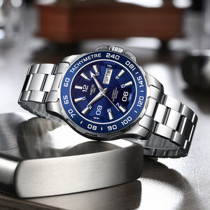 Reloj Mecánico Antiguo de Lujo para Hombre, Modelo 2596, con Esfera de Cristal Genuino, Correa de Acero Inoxidable, Resistente al Agua, GMT, Automático, para Negocios - Product Image 3