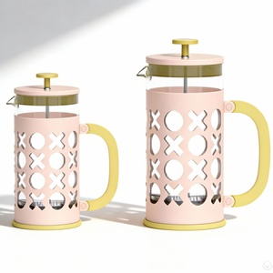 Set per Caffè French Press 350ml/1000ml con Tazze in Vetro Rosa, Regalo Romantico per Coppie per San Valentino - Product Image 3