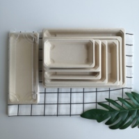 Plateau à sushi bagasse biodégradable résistant à l'huile écologique personnalisé plaque jetable pour le camping