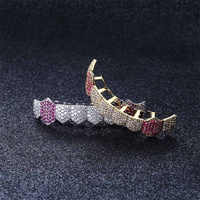 Bijoux dentaires bling de haute qualité en zircon glacé 8 pièces/rangée de grils de fond pour hommes vente en gros