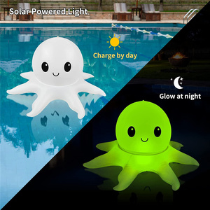Luces de piscina flotantes de pulpo con energía <span class=keywords><strong>solar</strong></span> 20 pulgadas 16 colores RGB que cambian Luz de bola LED pulpo inflable con Linda sonrisa - Product Image 2