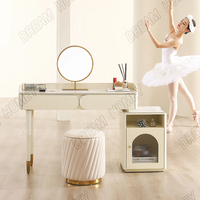 Coiffeuse de chambre en pierre frittée extensible multifonctionnelle avec miroir et tiroirs