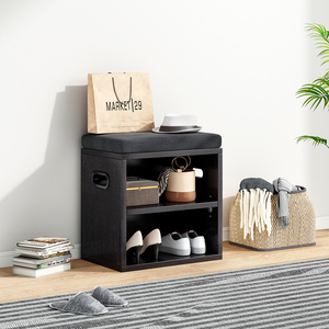 Small Modern MDF Shoe <strong>Bench</strong> <strong>with</strong> Cushion <strong>Storage</strong> <strong>Seating</strong> for Living Room-Eco-Friendly Waterproof - Product Image 1