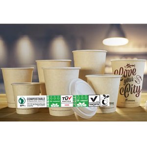 Vaso de papel biodegradable compostable, pulpa de bagazo, <span class=keywords><strong>caña</strong></span> de azúcar, 8oz, 12oz, 16oz, helado de <span class=keywords><strong>caña</strong></span> de azúcar, taza de café con tapa - Product Image 5