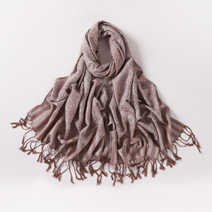 Geométrico Similar Cachemira Tocar Premium Jersey Hijab Países Bajos Musulmán Señora Moda Versátil Largo Borla Chal Bufanda - Product Image 3