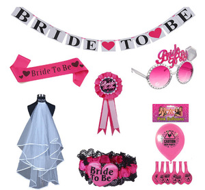 Nuovo Stile Yili Fascia da Sposa con Velo in Raso, Coriandoli Nuziali con Tatuaggi e Distintivo, Colori Personalizzabili - Product Image 1