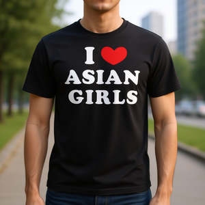 Camiseta I Heart Asian Girls, camiseta promocional unisex negra - Product Image 3