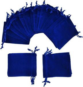 Promotion Premium Ring Necklace Earrings Holiday Gift Wedding <b>Drawstring</b> Small Blue Velvet Jewelry Bag - Product Image 2