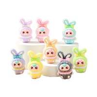 Kawaii mignon dessin animé artisanat bonne chance figurines résines mini poupées figures humaines lapin bébé soeur fille tête 3d personnes sculpture