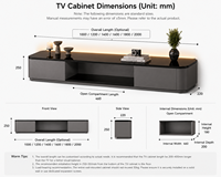 Meuble mural TV de luxe, éco-responsable et durable, pour salon, centre de divertissement, rangement, support TV suspendu