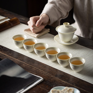 Chinese Celadon Glaze Thin Wall <b>Teacup</b> Porcelain Kung Fu Tea Cup Single Cup Afternoon Tea Use Round Shape Dehua Origin - Product Image 5