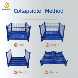 Yilian-Staal Opstapelbare Magazijnopslagkooi Staalcontainer 1T 1,5T Opvouwbare Metalen Container - Product Image 3