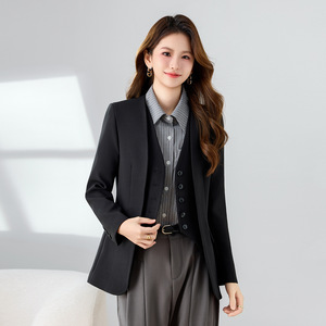 Women's Apricot Business Suit Set Solid Color Polyester Wool Blend Autumn Winter Workwear Formal Wear - Product Image 3
