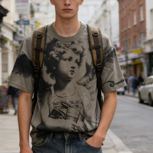 T-<span class=keywords><strong>shirt</strong></span> décontracté et confortable pour homme, style minimaliste, idéal pour la maison, avec motif 'THAT'S a T Shirts AWFUL alaCS' et 'COUCH', 'Man COUGH Boy SYRUP' - Product Image 1