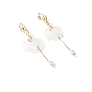 Hot sales fashion earring acrylic with Zircon dancer alloy drop earrings for Women Girls Party