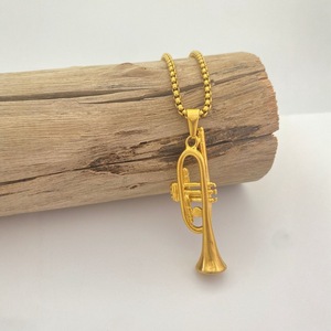 Yunnique-collar con colgante de trompeta estilo Hip Hop, joyería de acero inoxidable dorada para hombre, regalo - Product Image 4