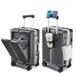 Valise à cadre en aluminium de luxe SOKOK avec roues roulantes silencieuses Bagages à poche ouverte à l'avant Valise à roulettes rigide - Product Image 1