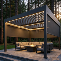 Pérgola Bioclimática Motorizada de Aluminio, Techo de Láminas Ajustables Impermeable, Gazebo para Exteriores, Patio Trasero, Jardín, Terraza