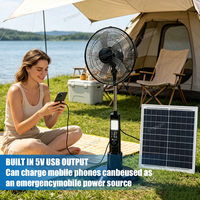 Ventilateur sur pied solaire professionnel 20W DC avec adaptateur secteur, batterie lithium haute capacité 18000mAh, 3 vitesses, alimentation solaire