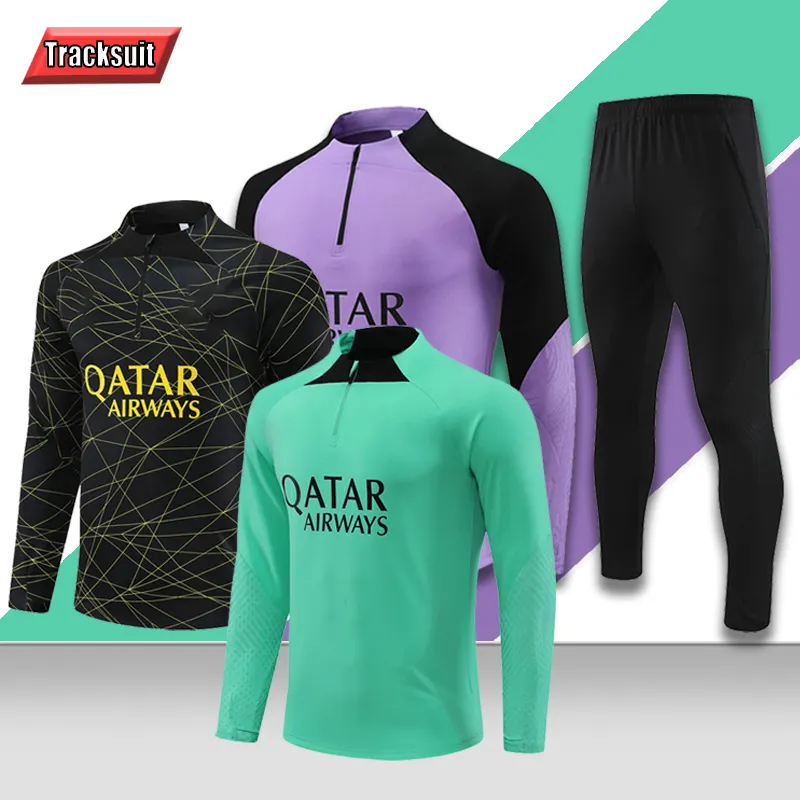 Maillots Pairs tuta da calcio MBAPPE NEYMAR MESSI Men Train surnotement soccer Training tuta sportiva uniformi 1/2 kit giacca