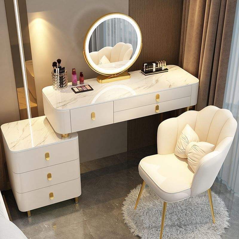 Table et armoire Platinum de 1,2 mètre avec chaise pétale miroir