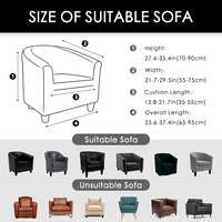 Housse de fauteuil club extensible, housse de fauteuil tubulaire, housse de canapé unie, housse de canapé en polaire pour bureau, bar, comptoir, salon