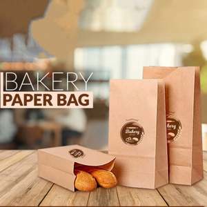 Sacs en papier kraft blanc/marron écologiques avec logo personnalisé, biodégradables, résistants à la graisse, pour la restauration rapide - Product Image 5