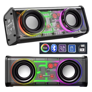 Altavoz Bluetooth V8 con Carcasa Transparente, Audio Dual de Bajos de 2.5 Pulgadas, Luz RGB Colorida, 360 °   Altavoz Portátil con Subwoofer Envolvente - Product Image 1