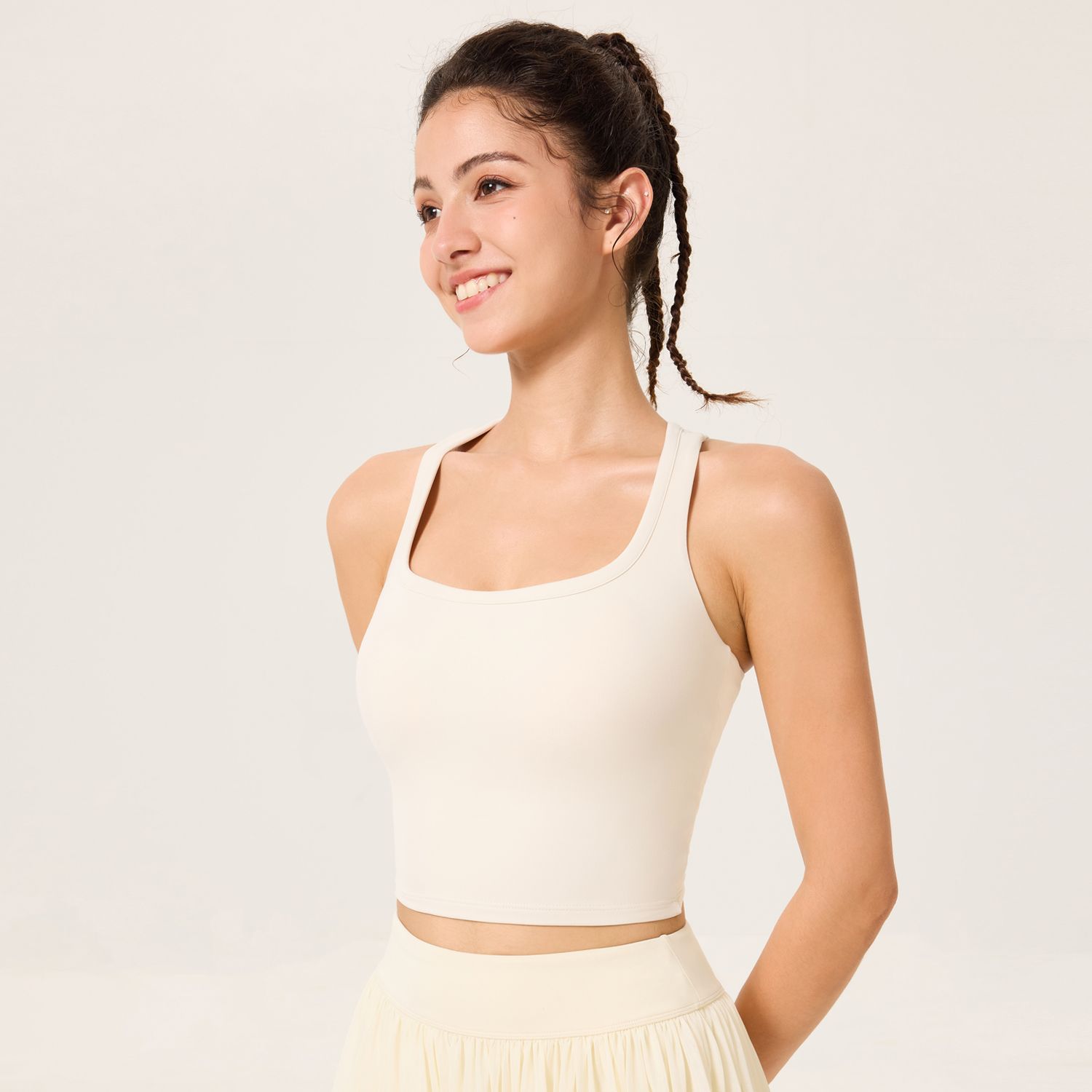 Women's Summer Lightweight Breathable Spandex/Nylon Loose-Fit Solid Lulu Sports Vest Quick-Drying Sleeveless Yoga Top for