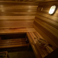 Cabine de sauna extérieure électrique en bois massif moderne, grande taille, type Tiny House, avec fenêtre en verre, poêle 12KW, fonction vapeur, vente en gros