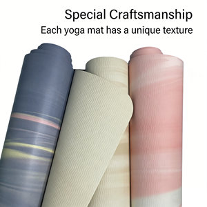Tapete de Yoga de PU Azul Verde Azulado de 4 mm con Superficie Marmoleada y Base de Caucho Natural, Antideslizante para Fitness, Danza y Ejercicio - Product Image 6