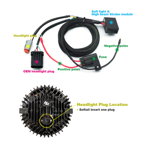 Arnés de cableado y soporte para faro delantero Chiefdom <span class=keywords><strong>Baja</strong></span> LP6 para HD Softail 2018+ Street Bob - Fácil instalación, negro, modernización/actualización - Product Image 2