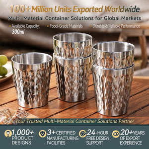 Conteneur à Boissons Réutilisable en Métal pour Restaurant et Café, Facile à Empiler et à Ranger, Motif Ondulé Antidérapant, Tasse en Acier Inoxydable de 300 ml - Product Image 2