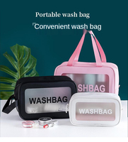 Sac de rangement Portable résistant à l'eau, trousse de toilette écologique rose transparent sacs de voyage pour articles de toilette