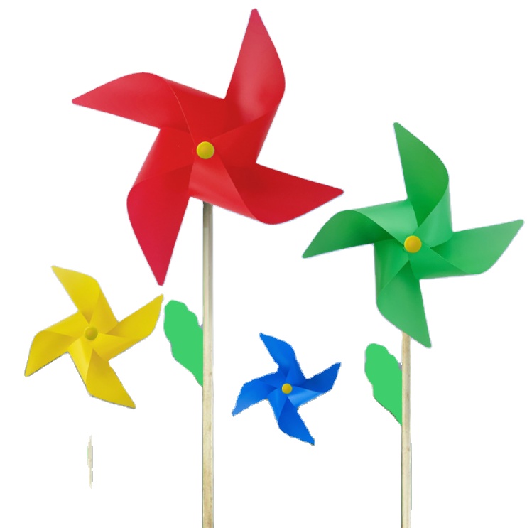 Фабрика QY, оптовая продажа, высокое качество, печать логотипа на заказ, детские игрушки, цветные садовые ветряные мельницы для наружного украшения