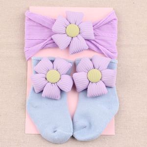 Set de Regalo de Diadema y Calcetines para Bebé de 0 a 1 Año, Decoración con Flores, Diadema y Calcetines para Bebé, Paquete Individual OPP, Regalo para Baby Shower - Product Image 3