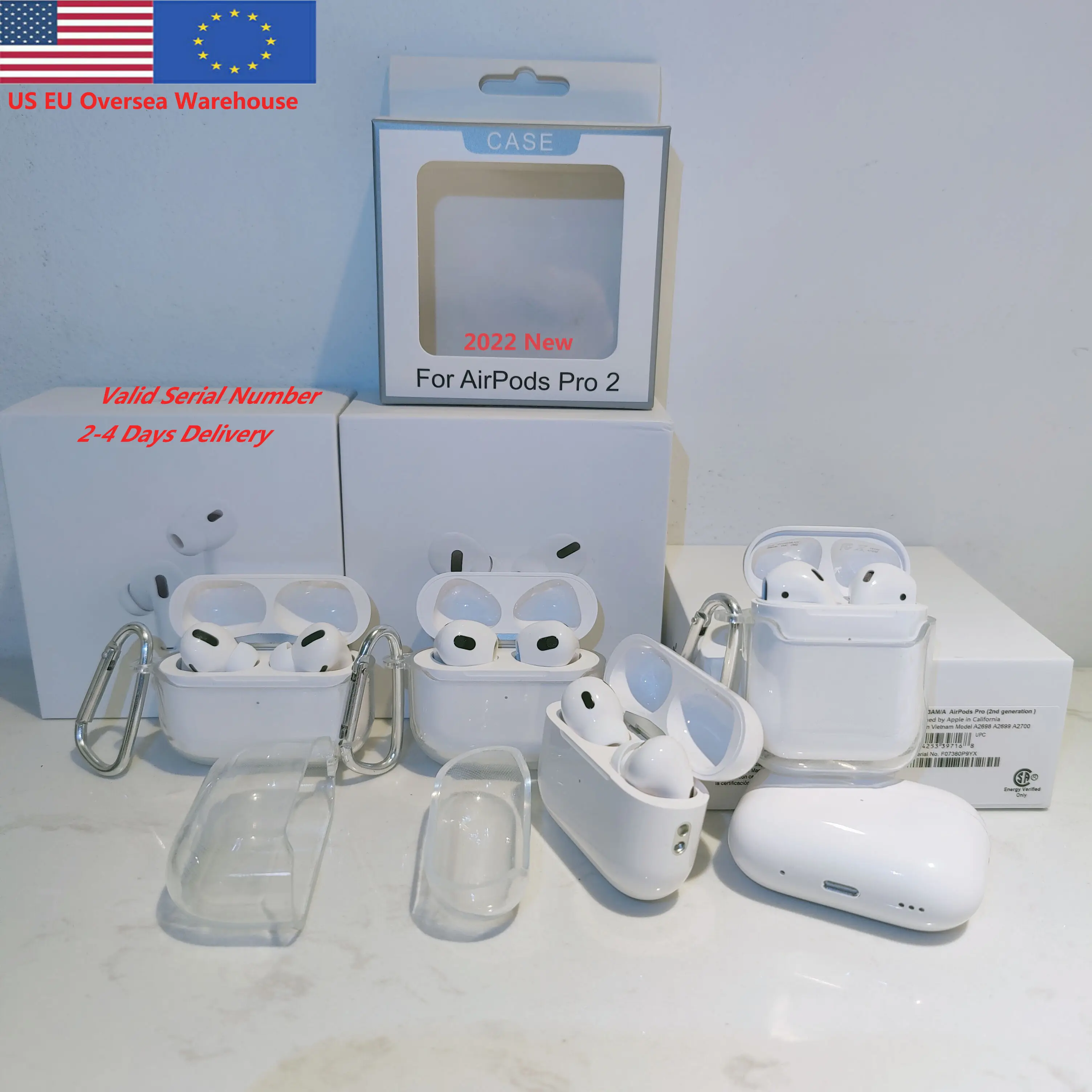 USA EU Oversea Warehouse For Airpodes Pro 2 3 Original Logo Clear Earbuds Case For Apple Airpodes Pro 2nda 3rd Generation