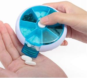 Boîte organisateur de pilules ronde pour 7 jours - Boîte de rangement de médicaments rotative à pression pour comprimés et pilules - Product Image 2