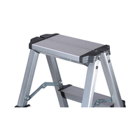 Échelle pliable double face en aluminium noir en 2 étapes EN 131 Tabouret pour RV Pêche Supermarché Salle de bain Entrepôt Livraison gratuite