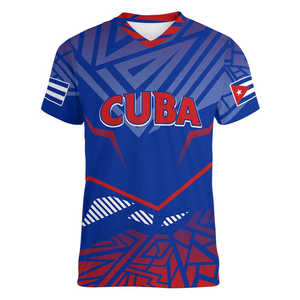 Camiseta con Cuello en V para Hombre con el Escudo de <span class=keywords><strong>Cuba</strong></span>, Mapa Cubano del Caribe, Diseño Personalizado con la Bandera de <span class=keywords><strong>Cuba</strong></span>, Camisetas Sublimadas - Product Image 2
